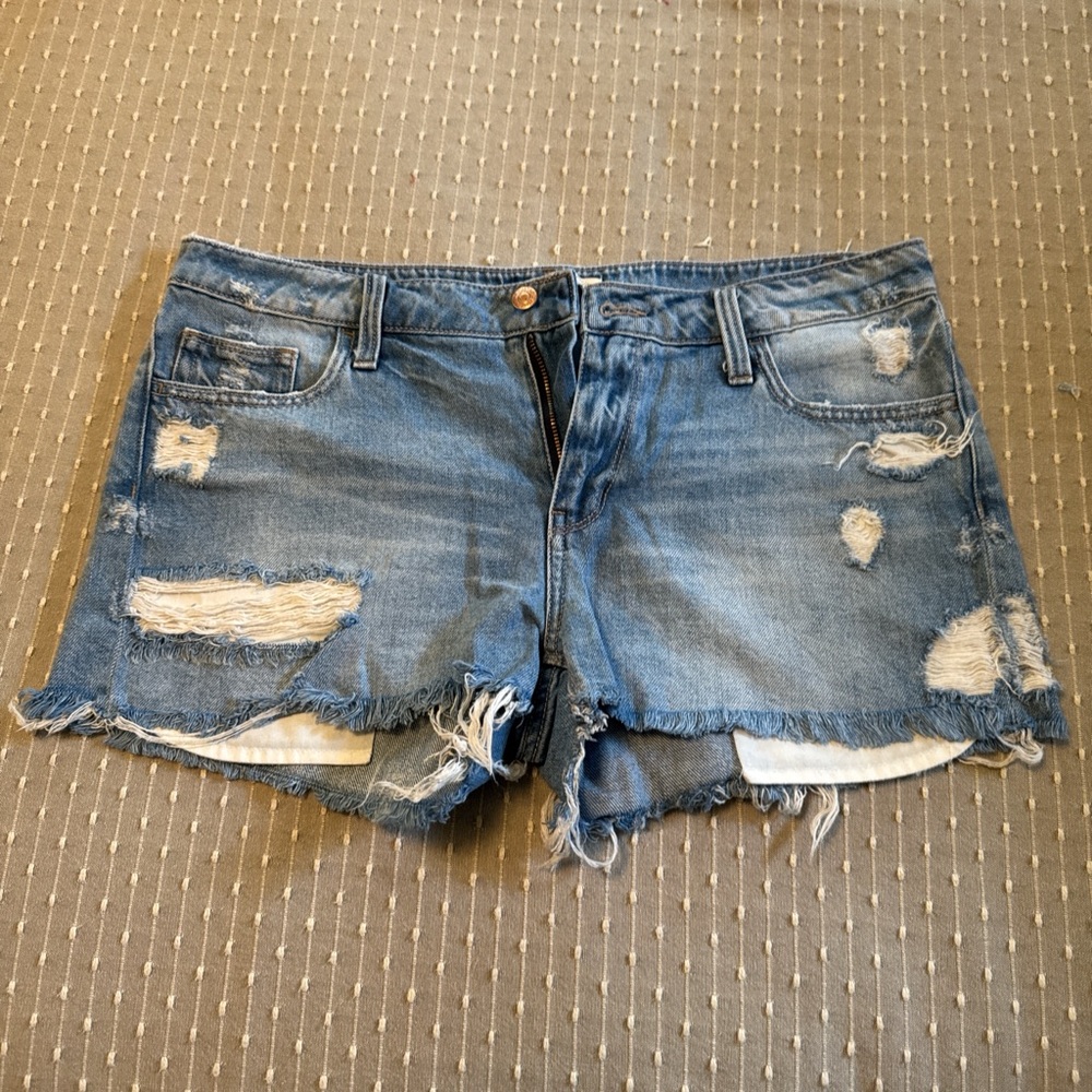 Daytrip Blue Distressed Jean Shorts